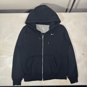 VTG Nike Y2K Athletic Dept. Full Zip Black Hoodie Streetwear Swoosh Men's Medium